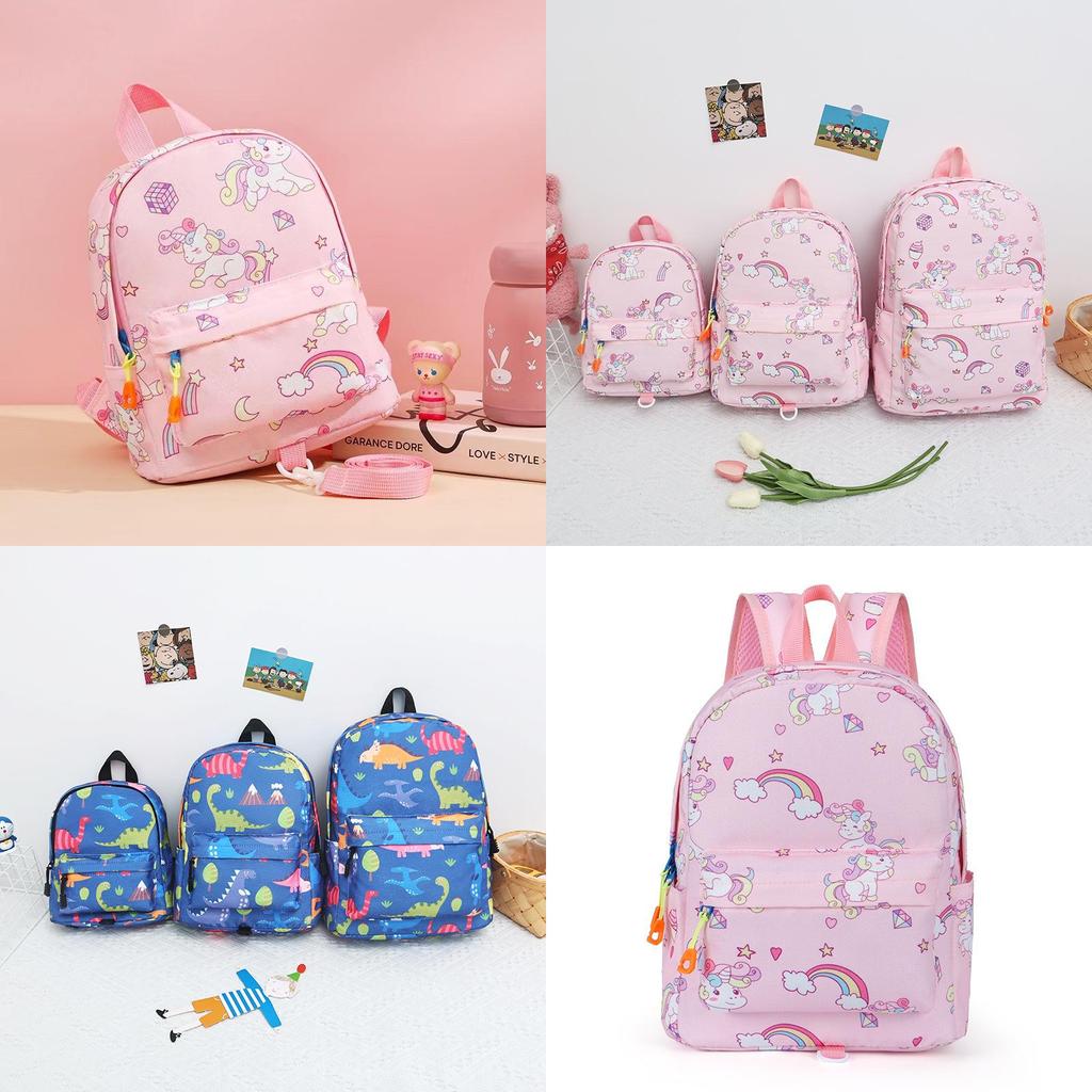 Cross-border Canvas Backpack With Cartoon Print Unicorn Design For Kindergarten Students