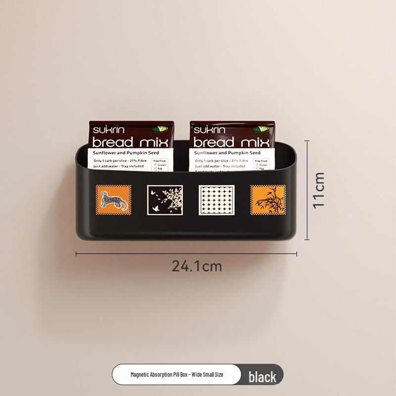 Magnetic Wall-Mount Refrigerator Storage Rack with No-Punch Two-Way Side Hanger for Fresh-Keeping Film