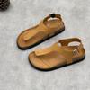 Fashion GKTINOO Handmade Genuine Leather Flat Sandals For Summer 2025 New Solid Color Square Buckle Simple Soft Cowhide Women's Shoes