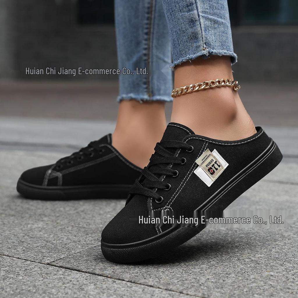Spot Canvas Slip-On Spring White Flat Shoes