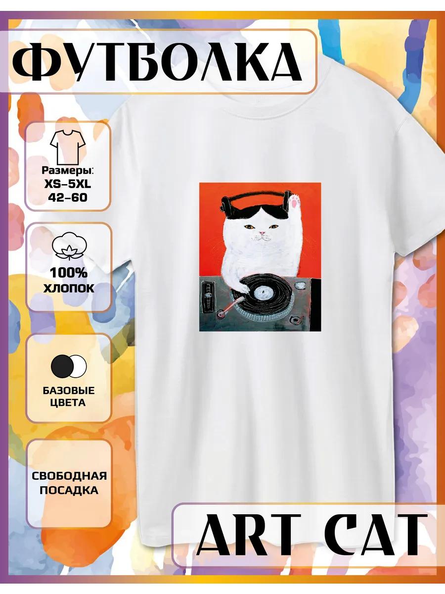 DJ Cat Print T-shirt L