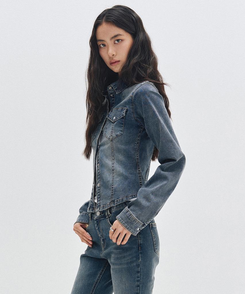 Deketeuumeon Western Slim Denim Shirts Dcwsh003Blue