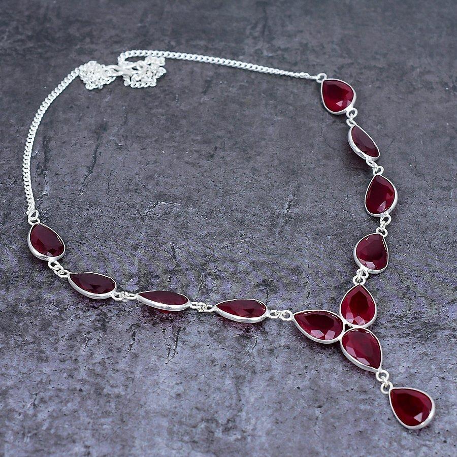 Collar de plata de ley 925 con granate (45 cm)