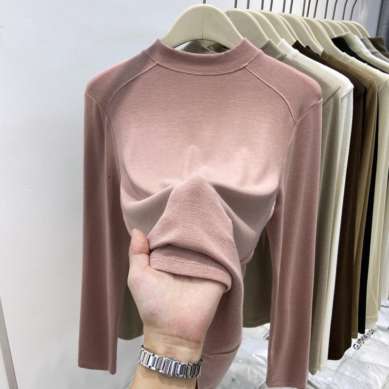 Women s 2025 German Velvet Stand-Up Collar Slim Fit Long-Sleeve Top S (Recommended 75-90 jin)