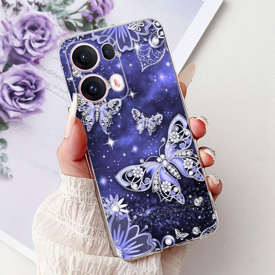 For OPPO Reno13 Pro 5G Case CPH2697 Fashion Flower Butterfly Soft Silicone Phone Cover For OPPO Reno 13 CPH2689 Reno13Pro Bumper
