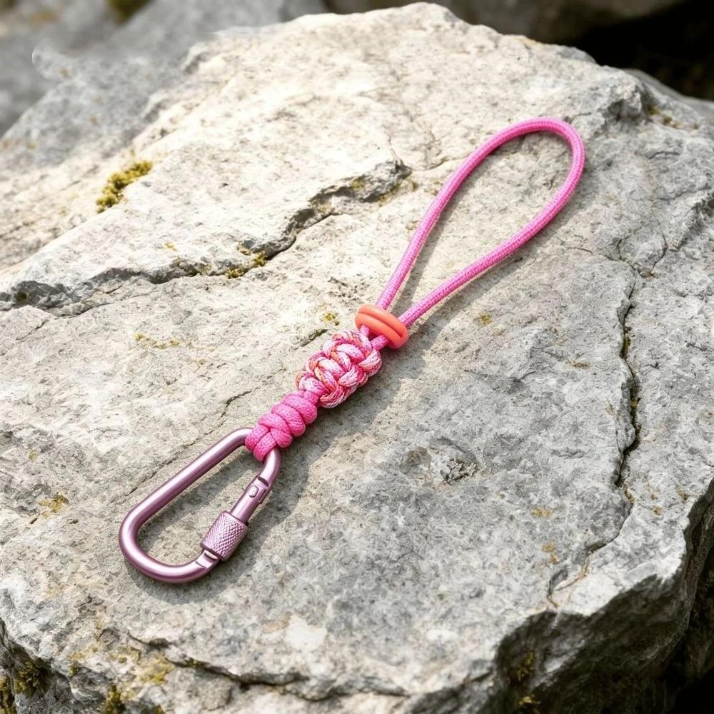 Braided Rope Water Bottle Lanyard Zinc Zinc Alloy Carabiner Hook Essential Key Chain Lanyard Mountaineering
