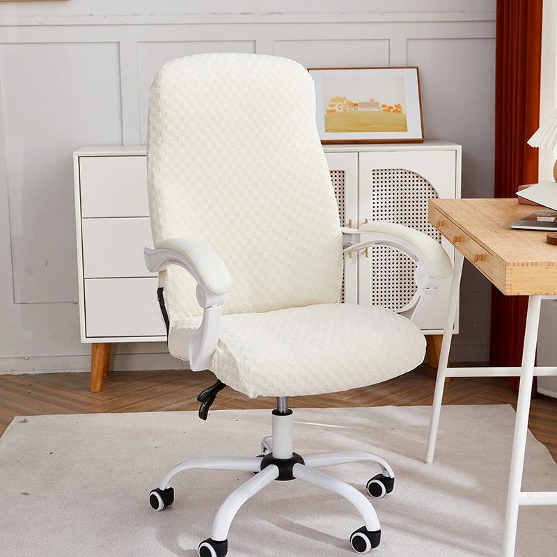 1ks žakárový potah na křeslo Jednobarevný protišpínající potah sedáku Odnímatelný strečový kufr na kancelářskou židli pro počítačovou místnost Domů