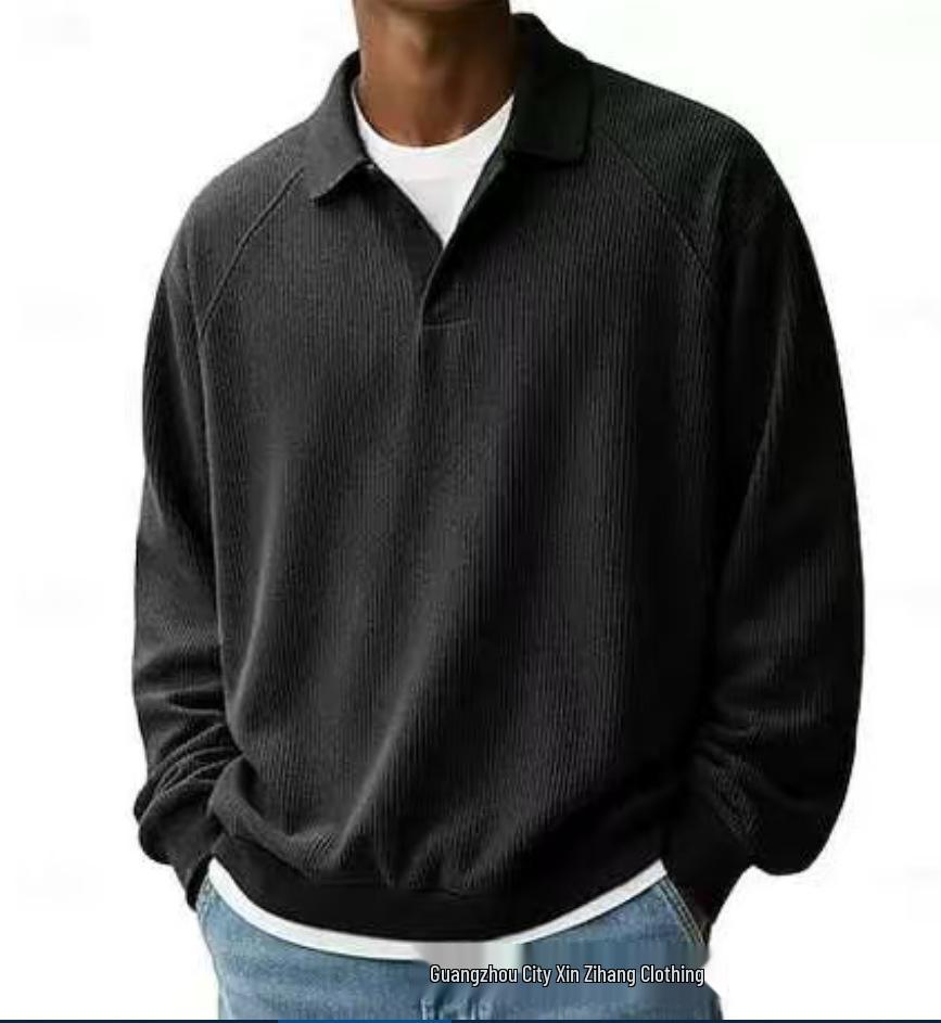 Men's Textured Lapel Casual Knitwear for Autumn and Winter