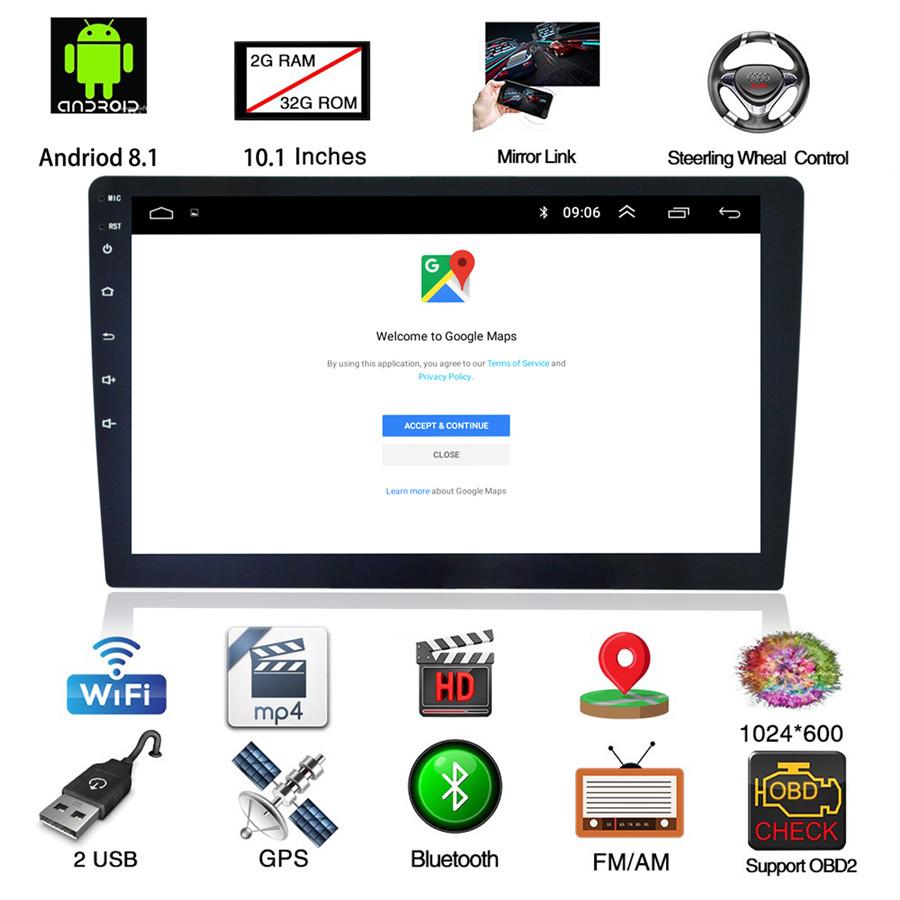Universal 2DIN Rotatable 10.1" Touch Screen 4G Full Netcom Android 8.1 HD Quad-core RAM 2GB ROM+32GB Car Stereo...