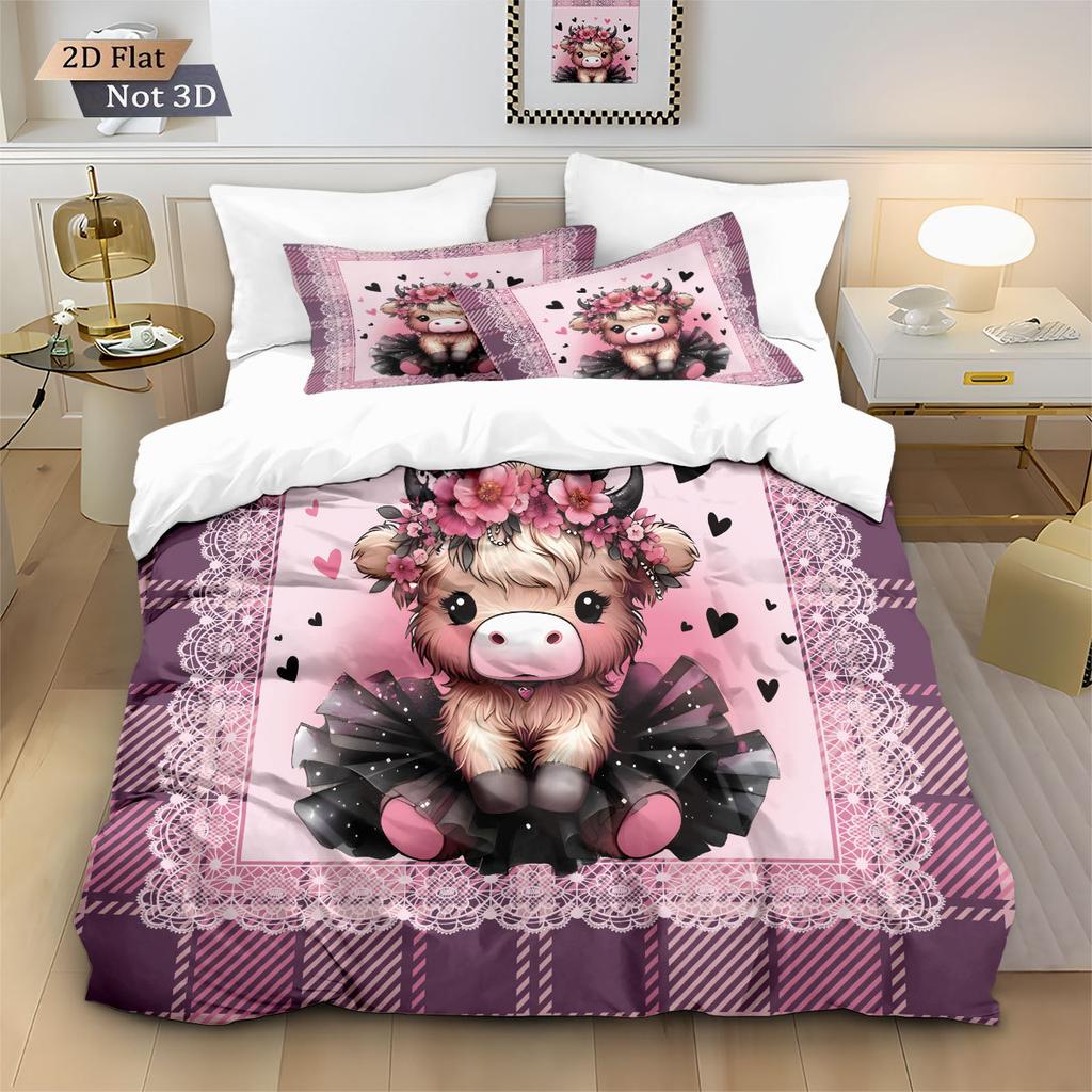 2/3pcs bedding set Digital Print Comfortable Duvet Cover for Home Bedroom Decoration, 1 Duvet Cover and 2pillowcase with Zippers