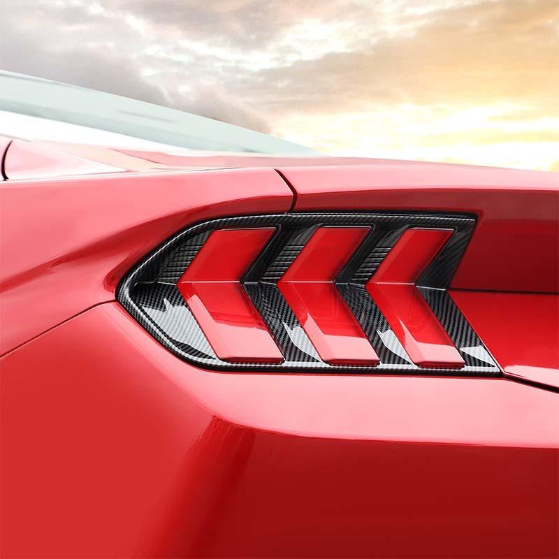 Huse decorative pentru lămpi spate auto, decorațiuni ABS pentru Ford Mustang 2024 Up, accesorii exterioare, fibră de carbon neagră