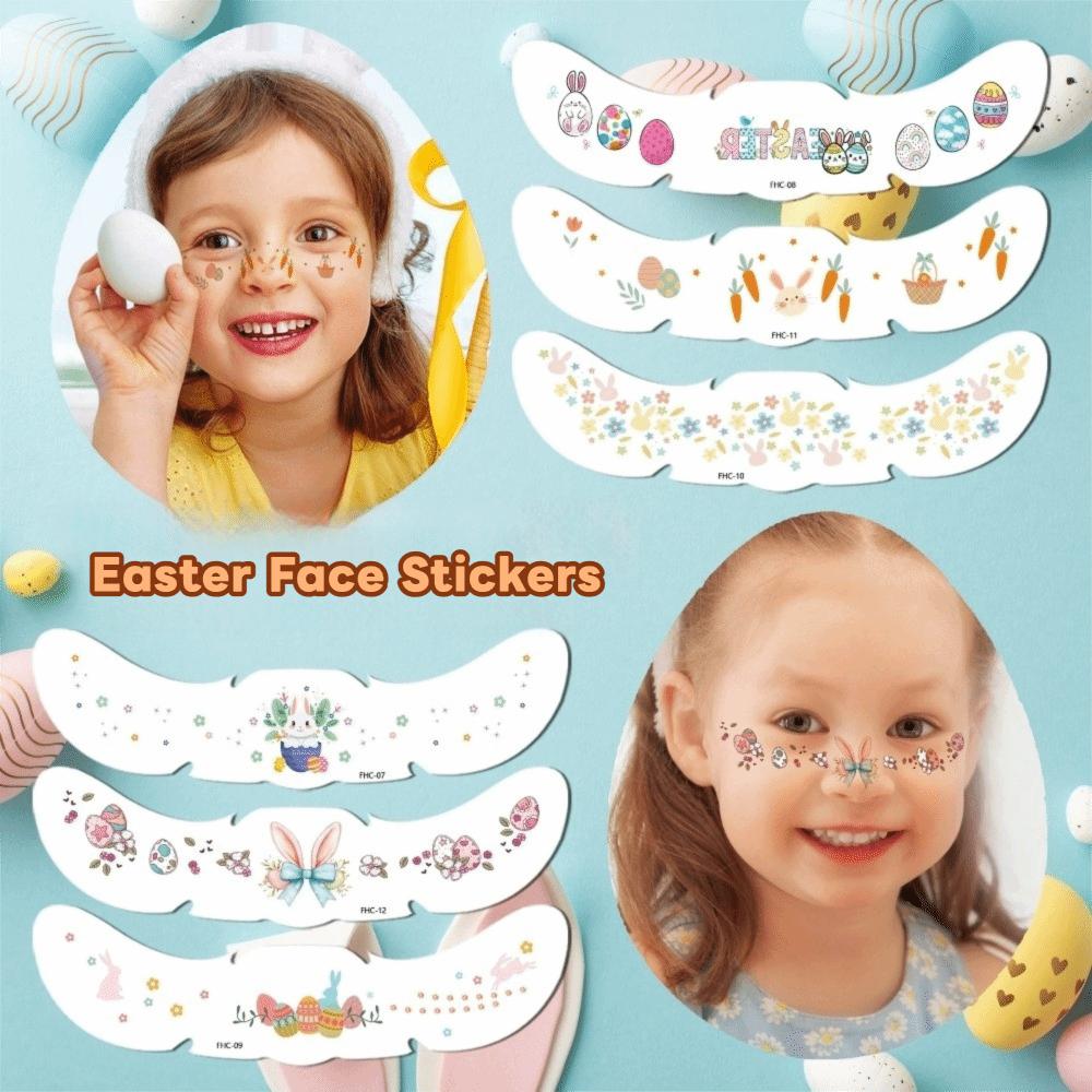 Long Lasting Easter Face Tattoo DIY Cheek Temporary Tattoo Face Freckle Stickers Music Festival