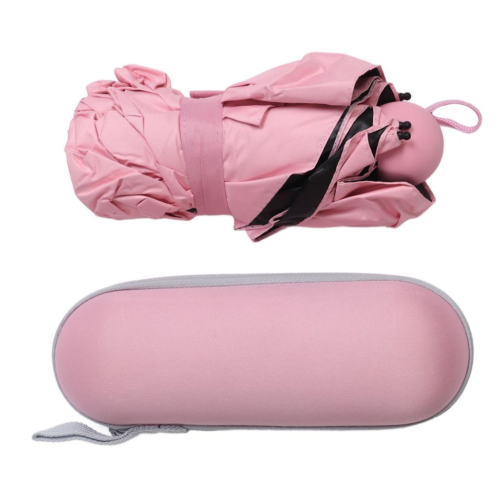 Capsule Umbrella 8 Ribs 5 Folding Portable Sunscreen Rain Dual Use Umbrella Light Pink Gift