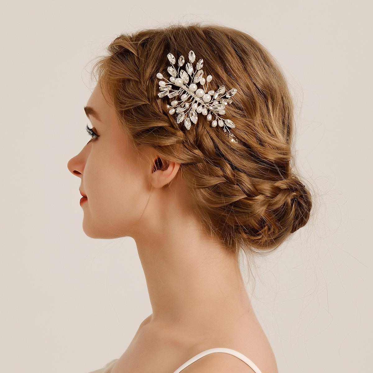 

Bridal comb prom party handmade hair accessories versatile antique style hair accessories rhinestone pearl hair comb comb