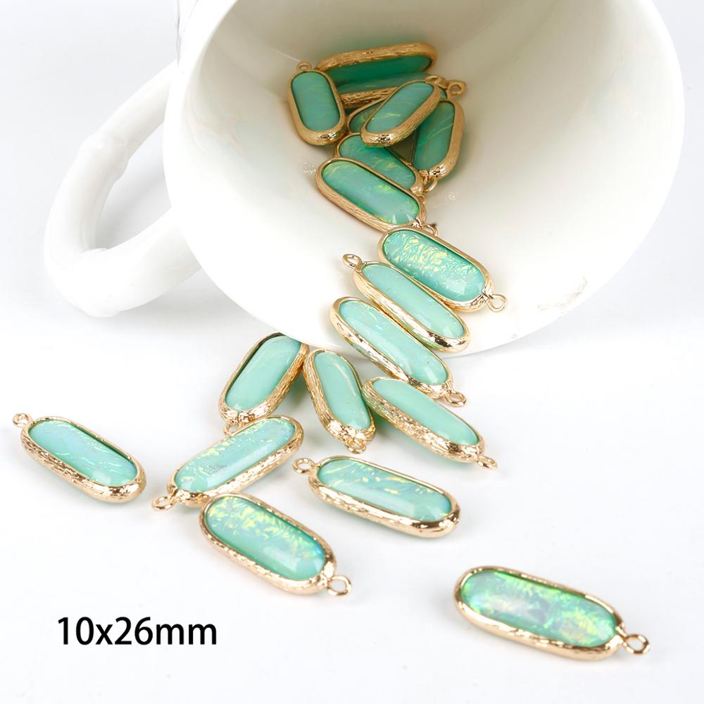 2pcs 10x26mm DIY Resin Earring Accessories Bracelet Pendants Metal Copper Charms Oval Golden Plated Charms for Jewelry Making