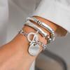1SET Punk Wind Lock Pendant Bracelet Personalized Metal Elbow Beaded Elastic Jewelry Women