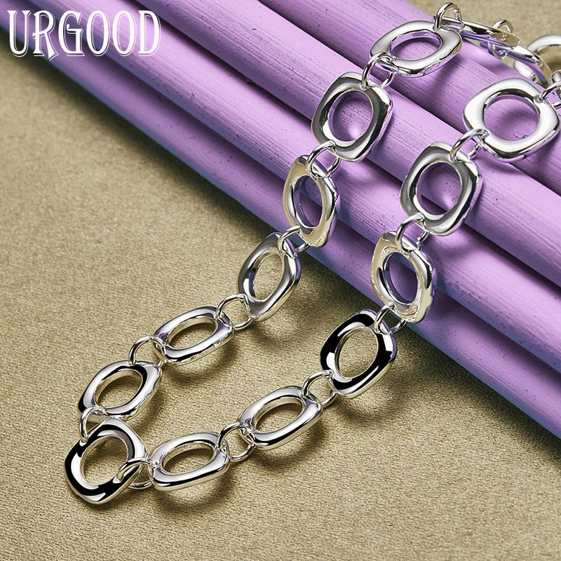 925 Sterling Silver Square Chain 20 Inch Women's Necklace Wedding Fashion Jewelry