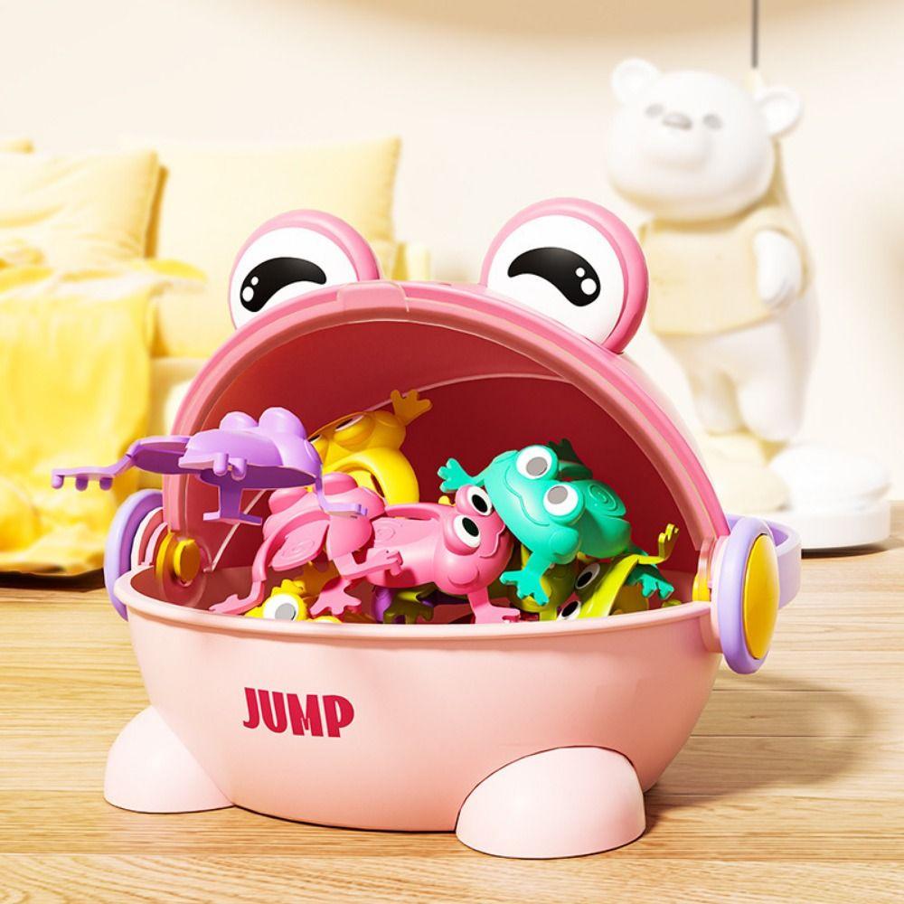 with Storage Bucket Fun Jumping Frog Toy Cute Animals Kid Finger-press Toy  Birthday Gift