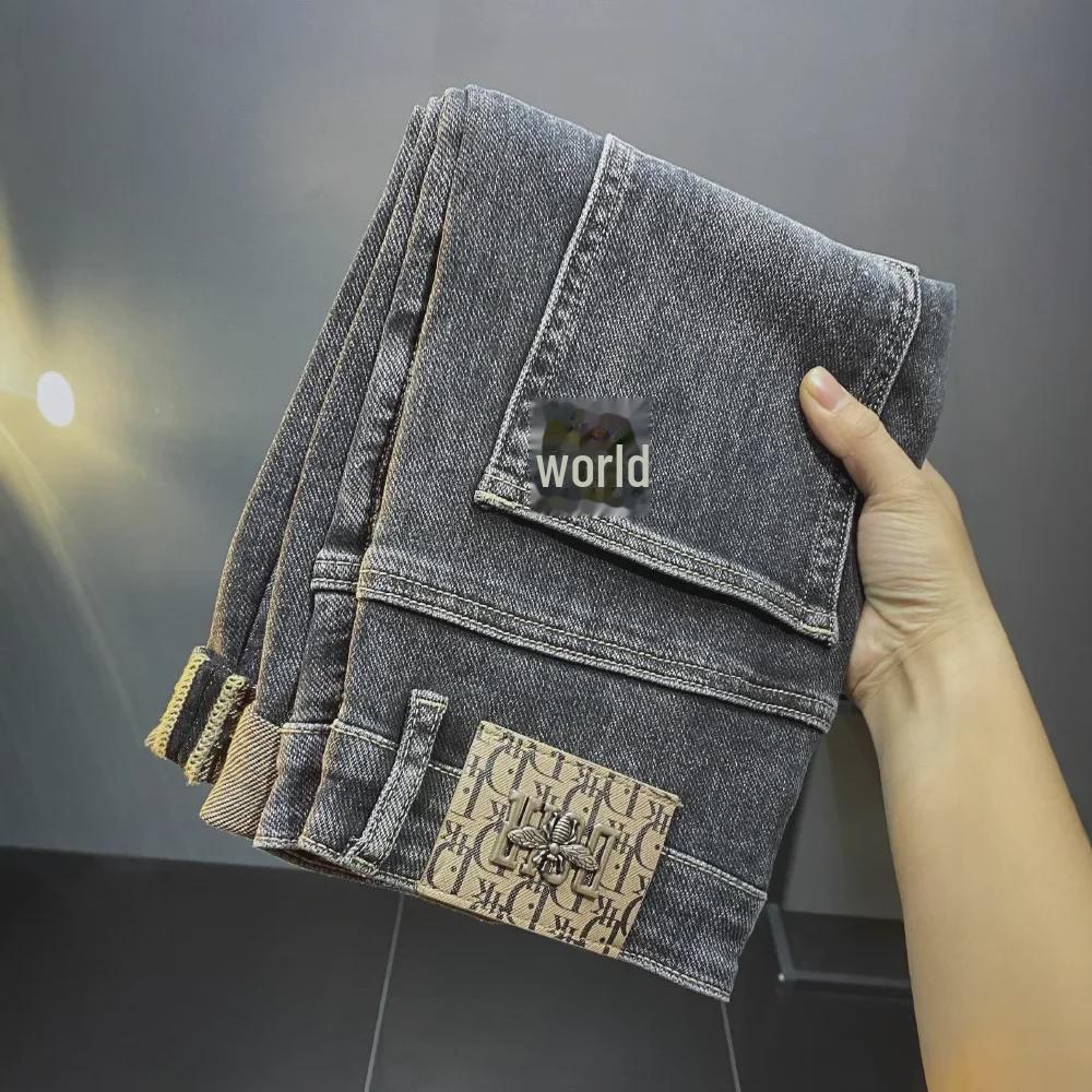 Pánské módní devítibodové džíny slim fit na jaro/podzim 2025 - High-endové ležérní kalhoty