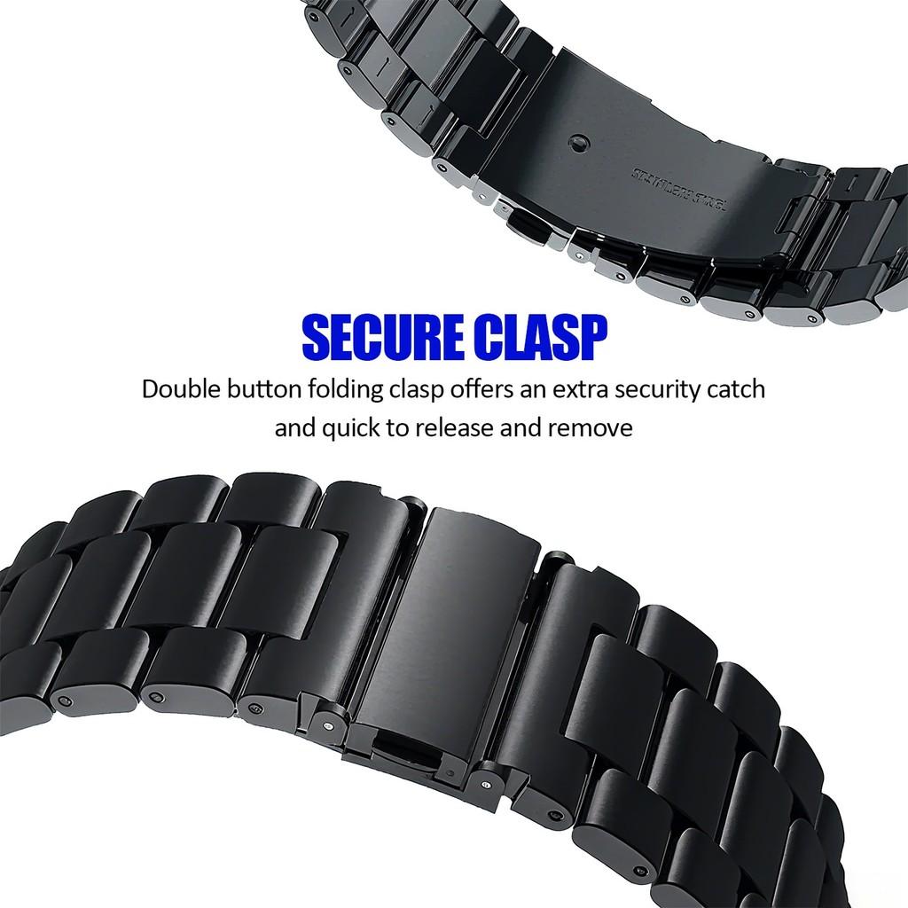 Stainless Steel Metal Watch Band & TPU Full Cover Case For Amazfit Active Max Three Bead Strap Protective Set