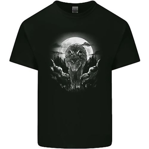 Lone Wolf In The Moonlight Mens Cotton T-Shirt Tee Top