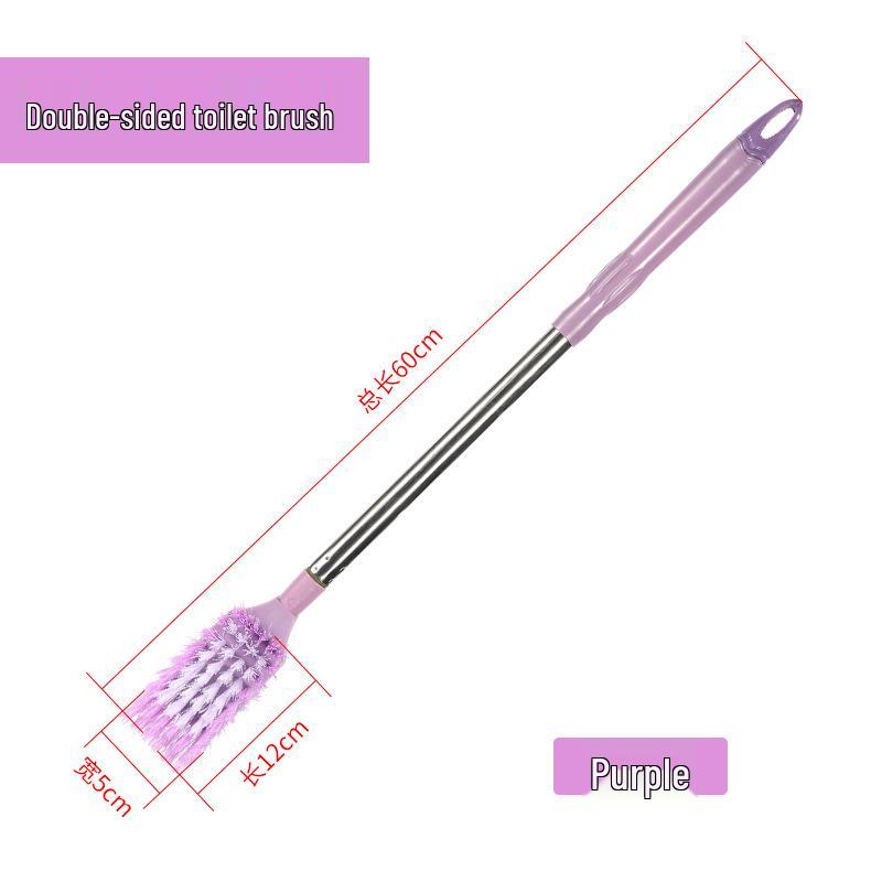 Multi-functional Long Handle Double-sided Stiff Bristle Toilet Brush for Complete Clean