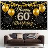 Elegant Black and Gold 60th Birthday Banner - Sparkling Anniversary Party & Photo Booth Decoration, wsj