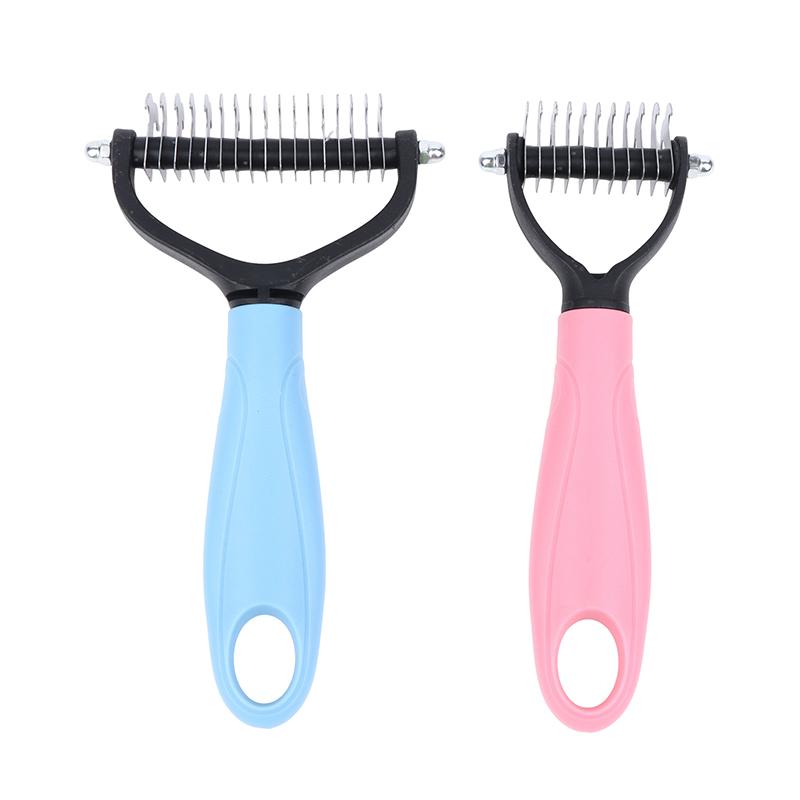 Dual Side Pet Deshedding Brush Efficient Dematting Dog Cat Hair Remover Tool for Pet Owners Grooming Supplies