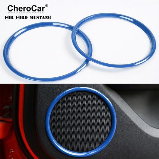 Interior Door Speaker Cover Trim Decor Accessories For Ford Mustang 2015-20 Blue