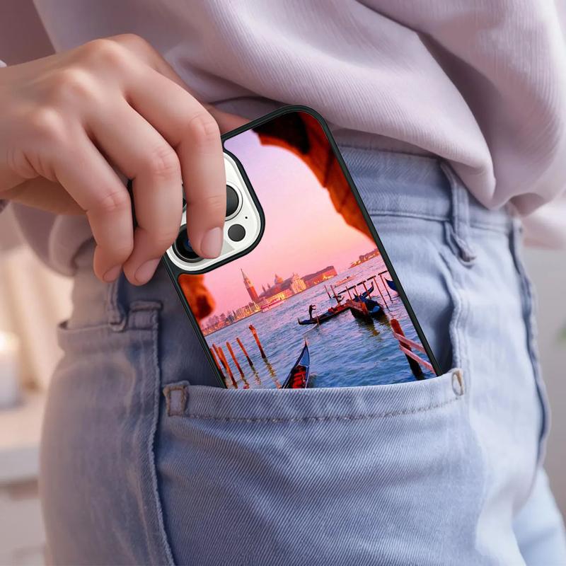 Water City Venice Italy Sunset Phone Case For iPhone 17 Air 15 16e 14 13 Pro Max Coque 12 11 Pro Max PLUS cover