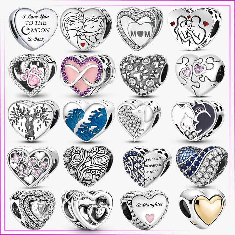 

925 Sterling Silver Charm Heart Serie Pendant For Original Charms DIY Bracelet Express Love Gift For Lover Bead Women Jewelry