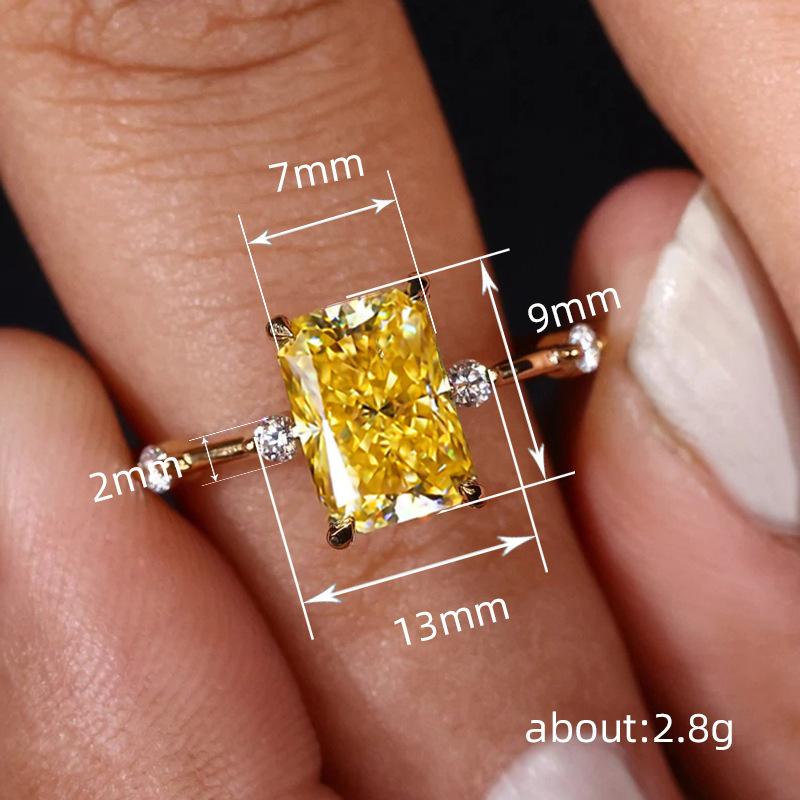 Fashion Lady Yellow Zirconia Ring Trendy Female Engagement Ceremony Jewelry Stylish Bridal Wedding Band Accessories Gift