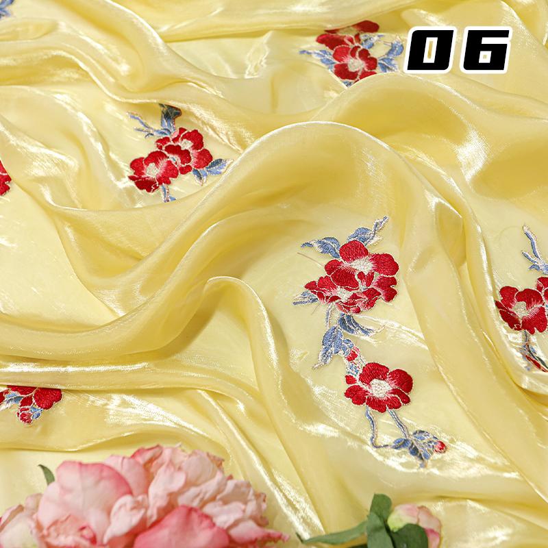 50*150cm Camellia Flower Embroidery Fabric For Sewing Ancient Hanfu Dress Skirts Stage Costume Chinese Designer Fabric