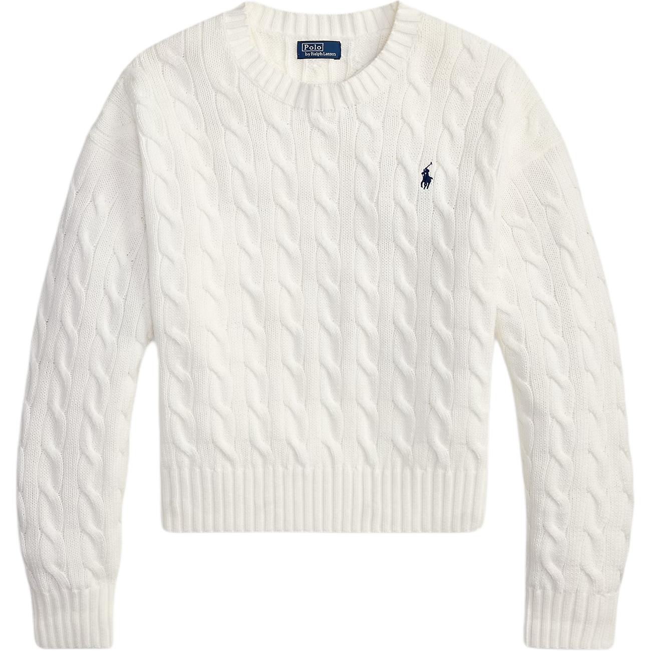 Свитер с косами из хлопка с круглым вырезом Polo Ralph Lauren Женский свитер 211A96245-003 M
