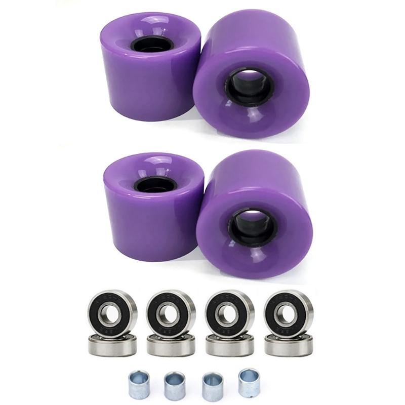 4 Pack Longboards Skateboard Wheels Cruising Wheel Set with Bearings and Spacers, Longboards Wheels PU Wheel Replacement