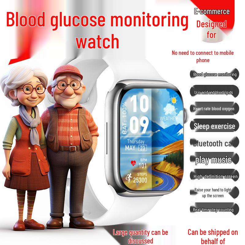 

2025 M9 Неінвазивний браслет для здоров я: Відстежує рівень глюкози в крові, артеріальний тиск, сечову кислоту, частоту серцевих скорочень, насичення крові киснем та сон для літніх людей білий