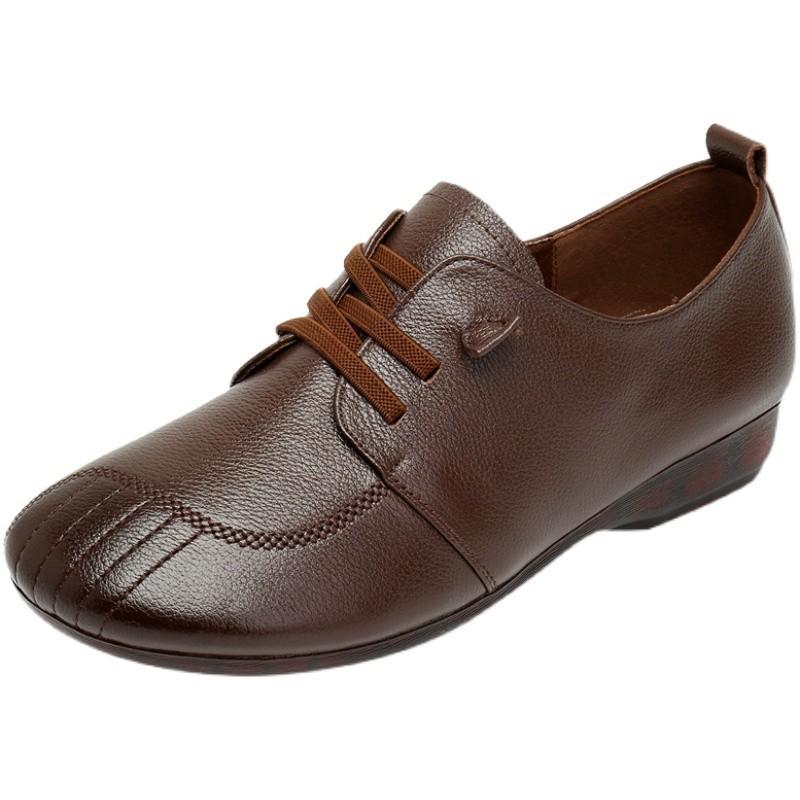 beef tendon sole leather shoes spring and autumn flat sole comfortable leather shoes women non-slip casual single shoes women