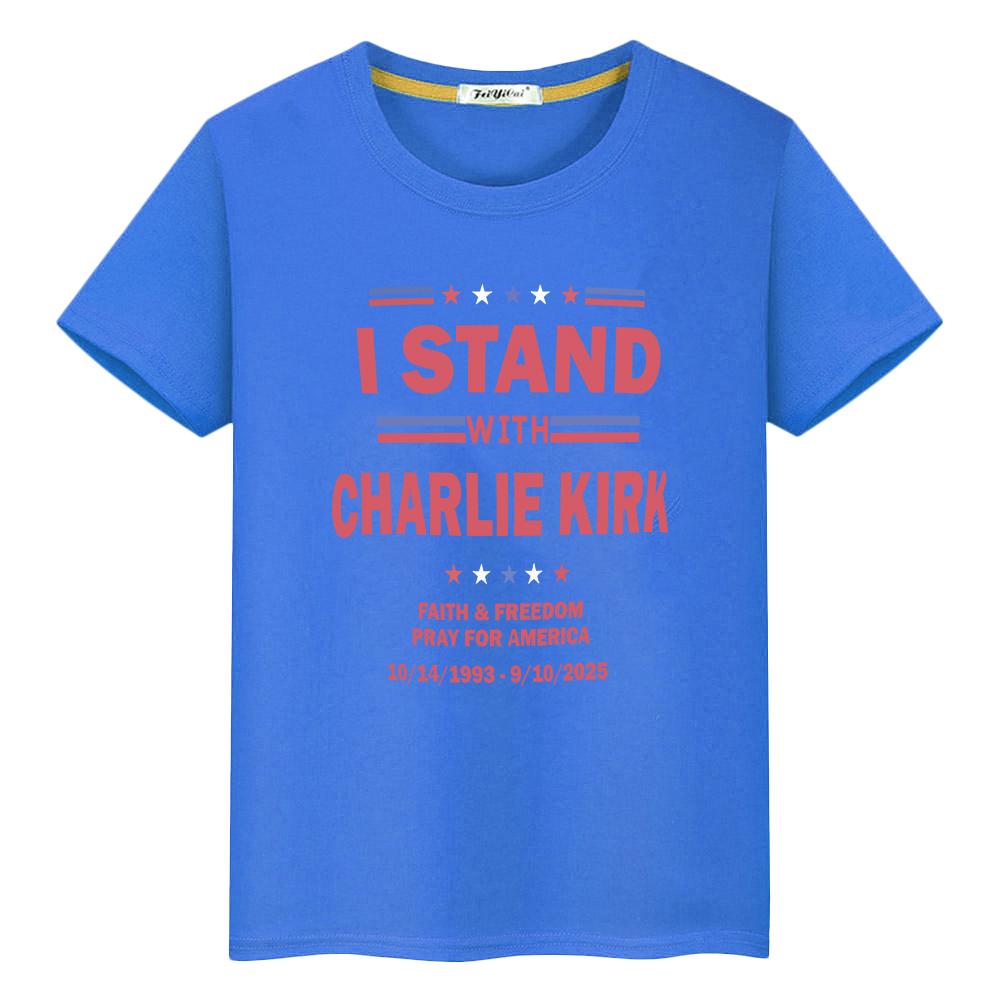 Charlie Kirk FREEDOM100%Cotton print Anime Short t shirt for kids boy 10year cartoon Tops Halloween Tees y2k kids clothes girls