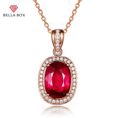 Collier pendentif ovale de couleur tourmaline rouge sang de pigeon haut de gamme pour femme, breloque de mariage et de fiançailles