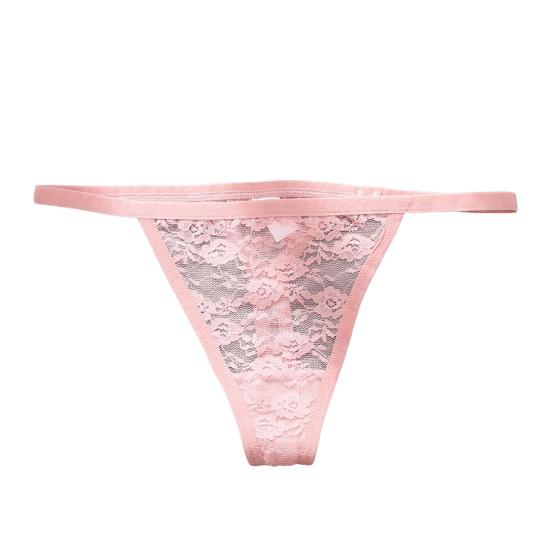Women Panties Lace Butt-uncovered Perspective Flower Embroidery Underwear Spaghetti Strap Hollow Out Low Waist Triangle Shape