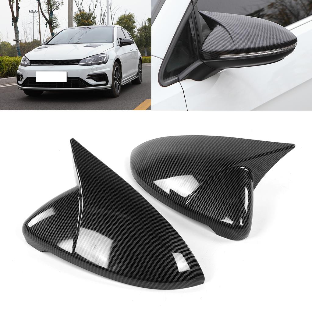 Pair of Rear Side Mirror Cover Caps Housing Addon Fit for MK7 MK7.5 R 20132020(Carbon Fiber Style )