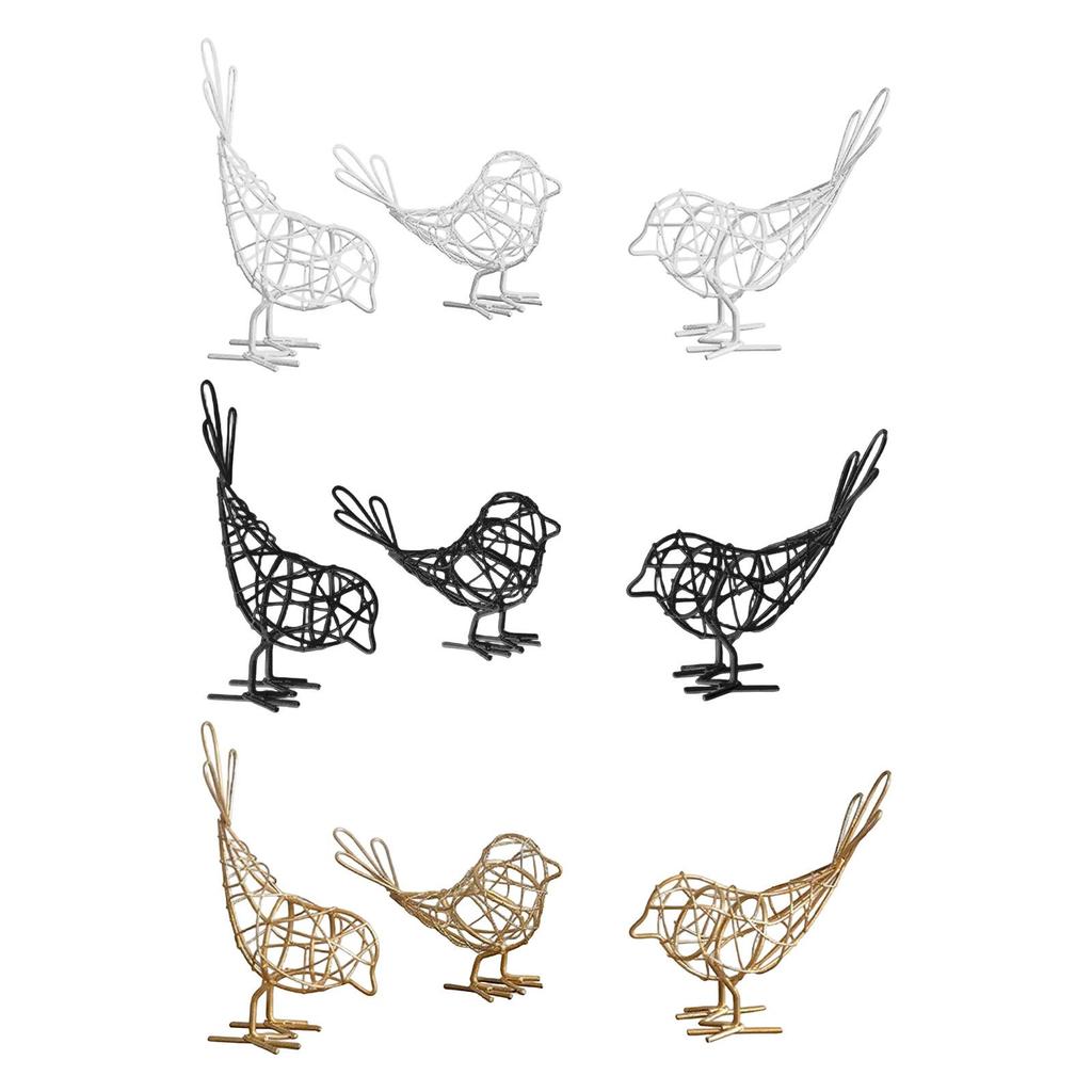 Bird Sculpture Figurine for Interior Decoration Crafts Iron Decorative Objects Gift Idea Cabinet Bookshelf