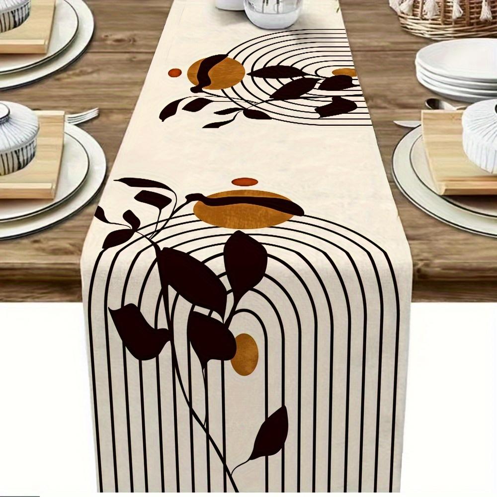 

1 шт. Льняная скатерть-дорожка Художественная линия Флаги для стола Кухонный обеденный декор Абстрактные узоры листьев Оливковые ветви Текстурированная ткань art&33x183cm