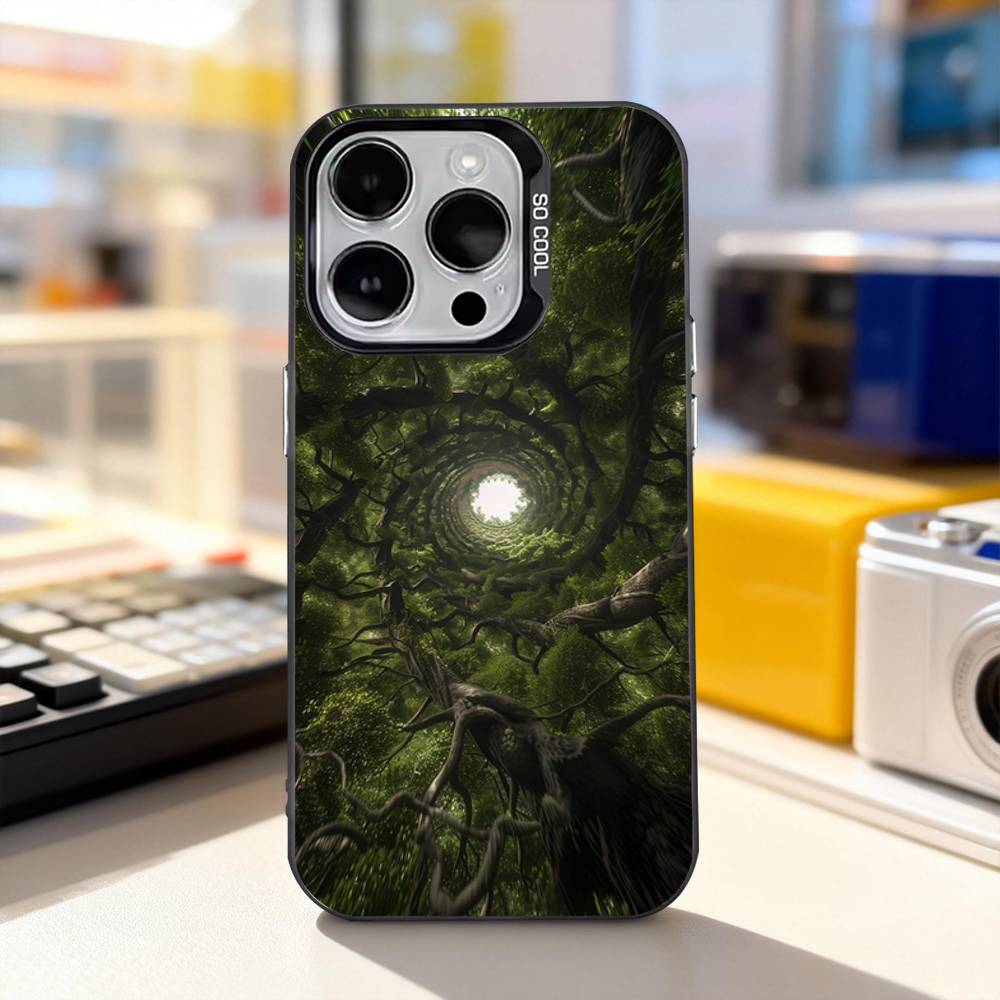 Tree of Life Space Phone Case For iPhone 17,16,15,14,13,12,11,Pro,XS,Max,Plus,Mini,SE4,E IMD Matte Black