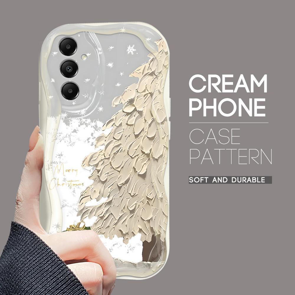 

Милый мультяшный узор, кремовая текстура, мягкий силиконовый чехол с волнистыми краями, чехол для телефона Samsung Samsung A04 Core белый