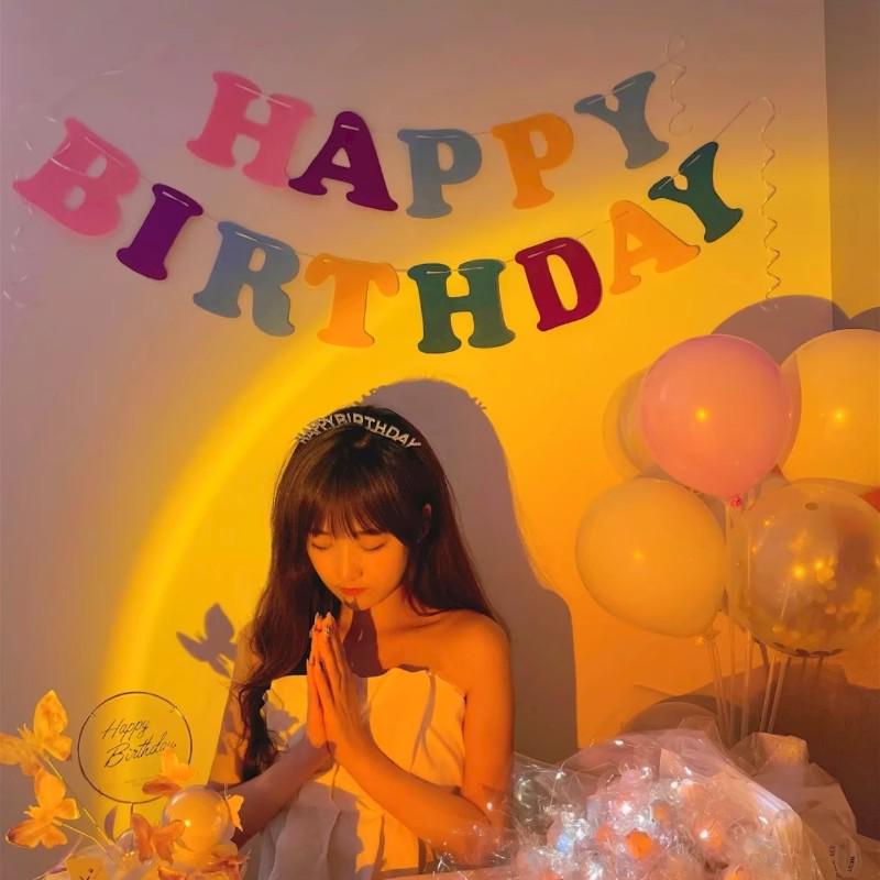 Ins-Style Macaron Happy Birthday Banner for Girls' Party Decor