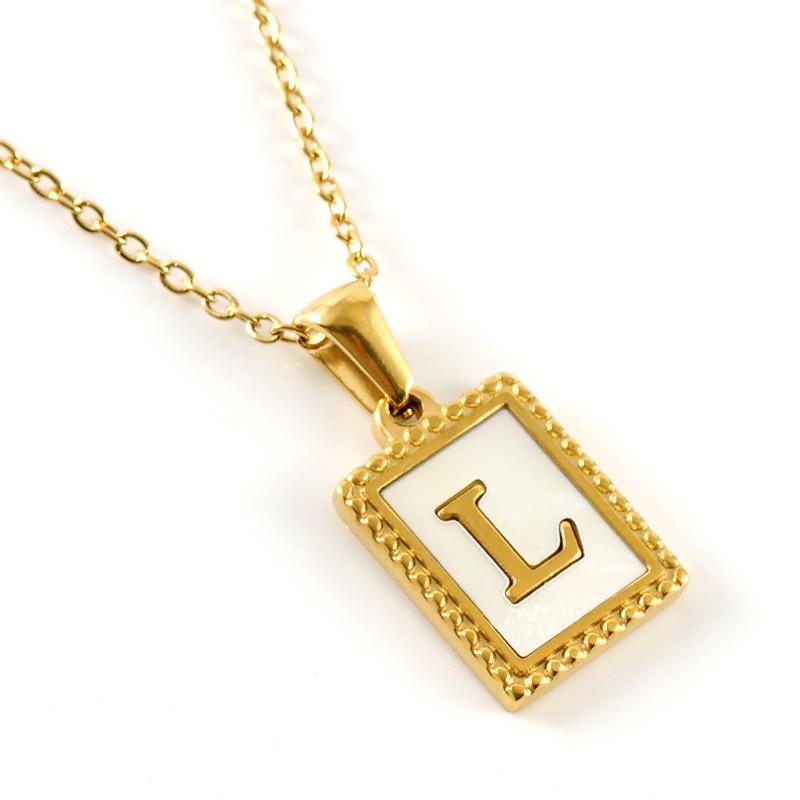 18K Gold Stainless Steel Letter Pendant Necklace – European and American Style Titanium Steel Clavicle Chain for Women