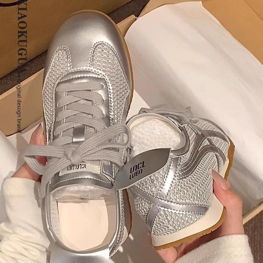 Retro Mesh Casual Moral Training Shoes Women's Summer 2025 New Fashionable Versatile Lace-up Non-slip and Lightweight Forrest Gump Shoes