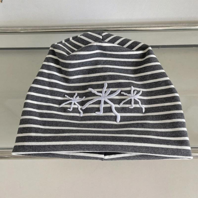 Striping Embroidered Elastic Beanies Brimless Knitting Hat For Men Women And Kids Soft Stretchable Cap