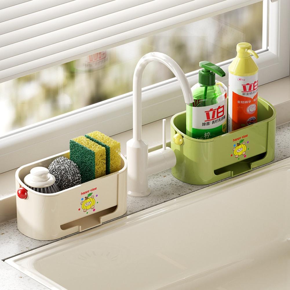 1PCS Multi-Functional Kitchen Sink Stand Sponge Holder Dish Drainer Organizers Plastic Movable Ventilated Drainage Rack